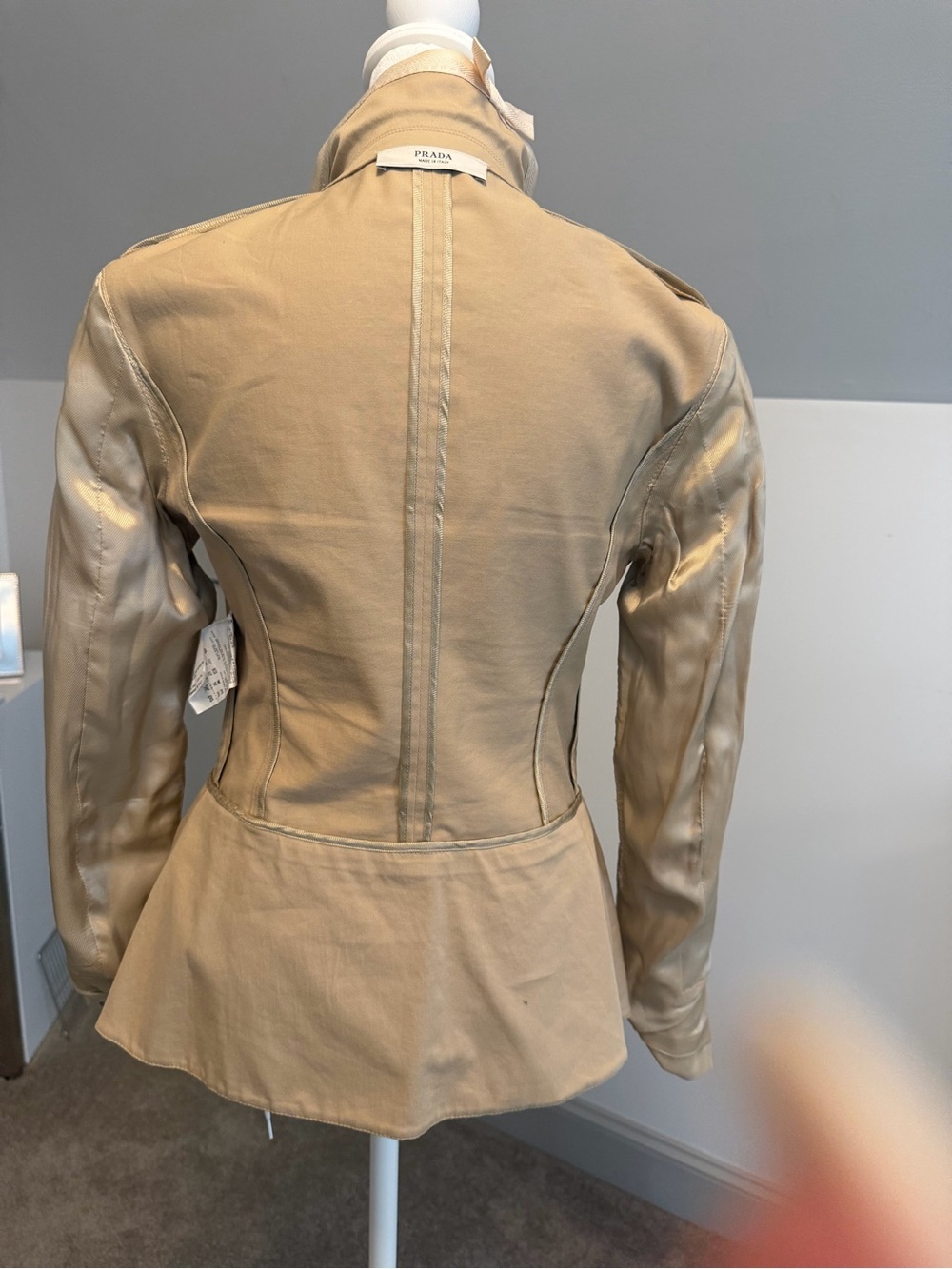 PRADA Vintage 2007 Beige Cotton Deconstructed Ribbon Trim Jacket US 2 - Picture 7 of 9
